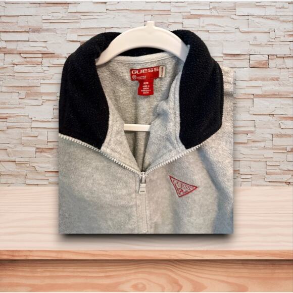 Vintage Guess Quarter-Zip Fleece Pullover Sweatshirt Size Medium - Picture 3 of 3